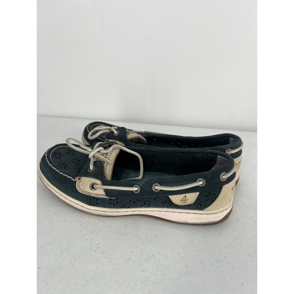 Sperry Top-Sider Womens 8.5M Navy Blue Perforated Leather Boat Shoes 9265919 - Picture 6 of 9